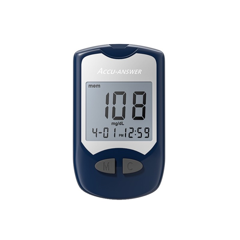 ZH-G01 blood glucose meter with deep blue rectangular body
