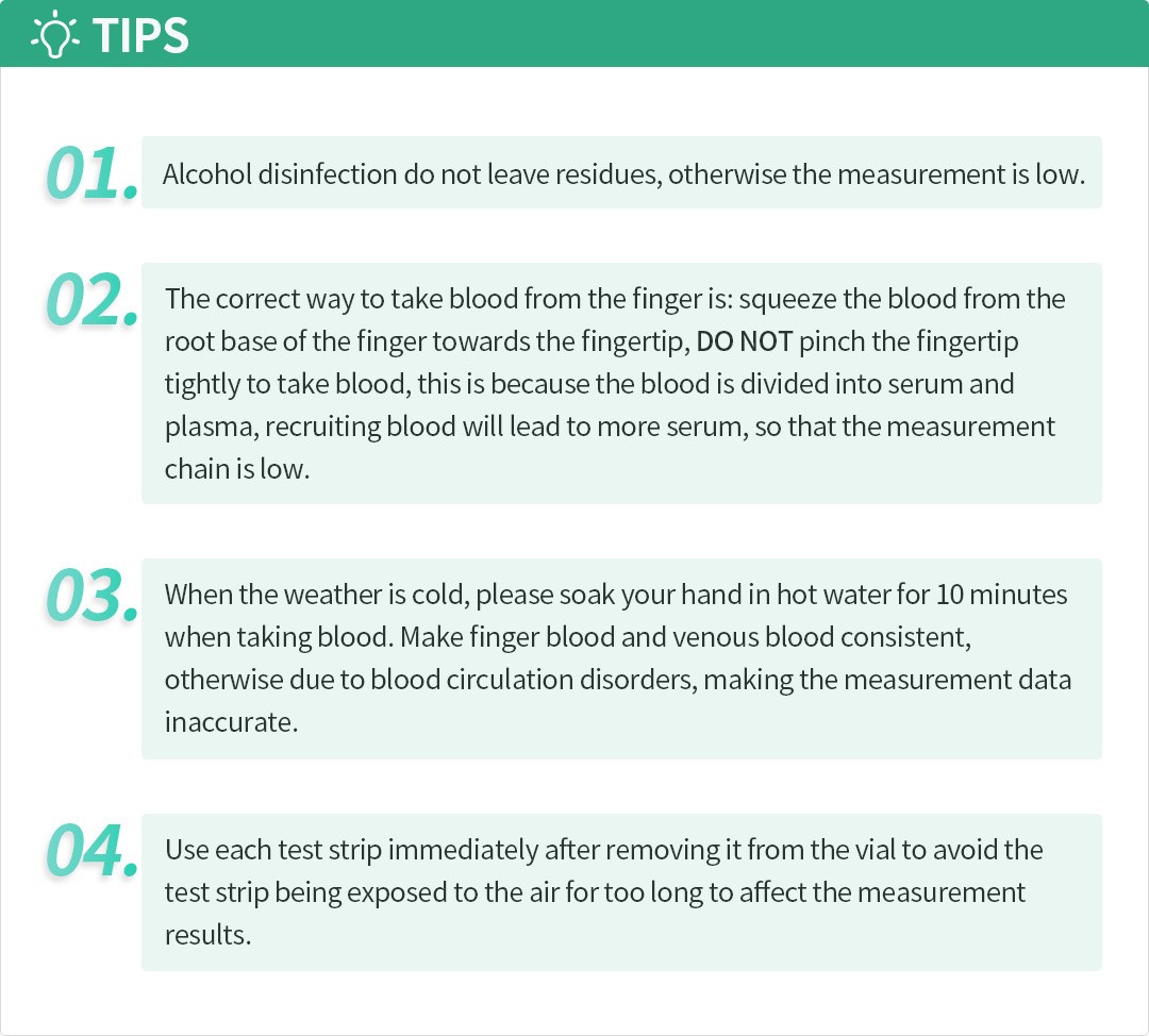 Supplementary ZH-G04 tips graphic; the blood collection and hot-water advice has not been verified and should not be used as operating instruction